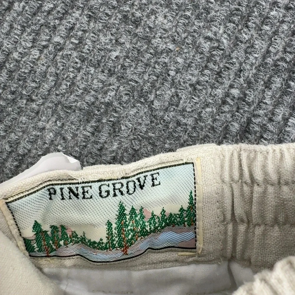 Pine Grove Pants Mens 40 Beige Linen Cotton Pleated Elastic Waist Casual Classic